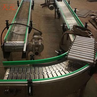 流水线平顶链板输送机不锈钢平顶链啤酒饮料灌装线带护栏板式链