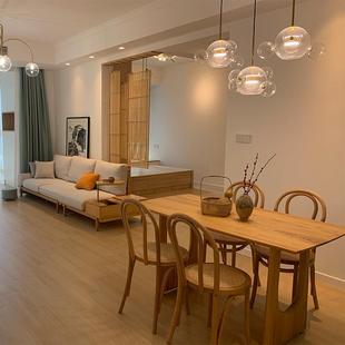 现代北欧简约实木餐桌长方形家用小户型饭桌办公大型会议桌工作台