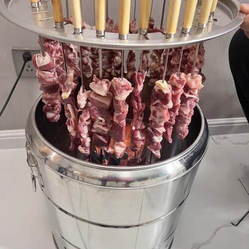 木炭烧烤炉家用室内无烟碳烤肉串机户外小型不锈钢吊炉烧烤架全套