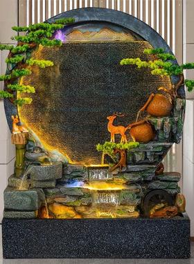 庭院水幕墙假山创意玄关流水招财喷泉树脂办公室客厅喷雾公司摆件