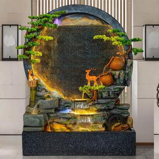 庭院水幕墙假山创意玄关流水招财喷泉树脂办公室客厅喷雾公司摆件
