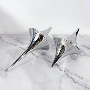 现代简约不锈钢银色小海螺装 饰品 饰摆件样板间茶几书柜桌面创意装