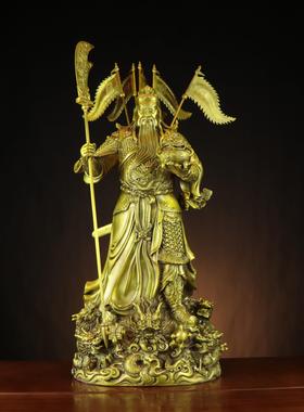 铜关公 武财神 关羽关二爷 九龙关公令旗 拖宝聚宝盆关公摆件