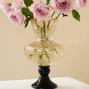 洒金琉璃高脚复古中古法式 老货高级艺术风灯花瓶花器插花摆件