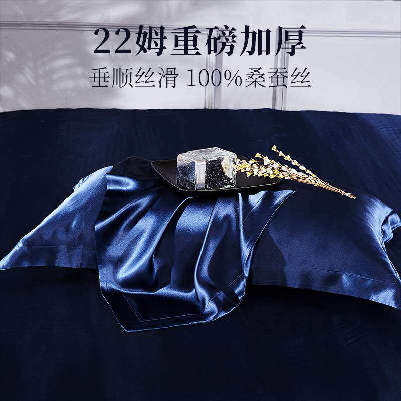 【出口品质】22姆重磅加厚真丝枕套桑蚕丝枕头套加飞边宽边