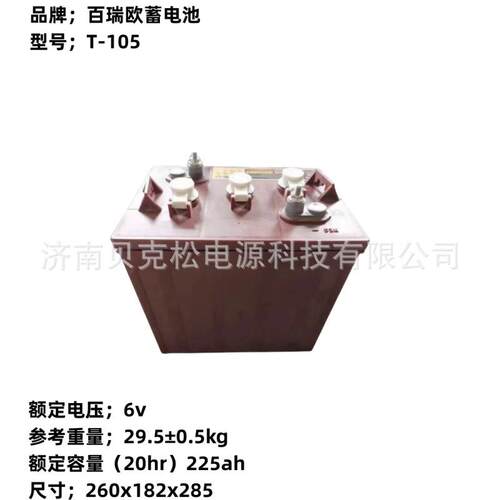 百瑞欧蓄电池 T-105 6v225ah 堆高车 洗地机 升降平台专用 水电瓶