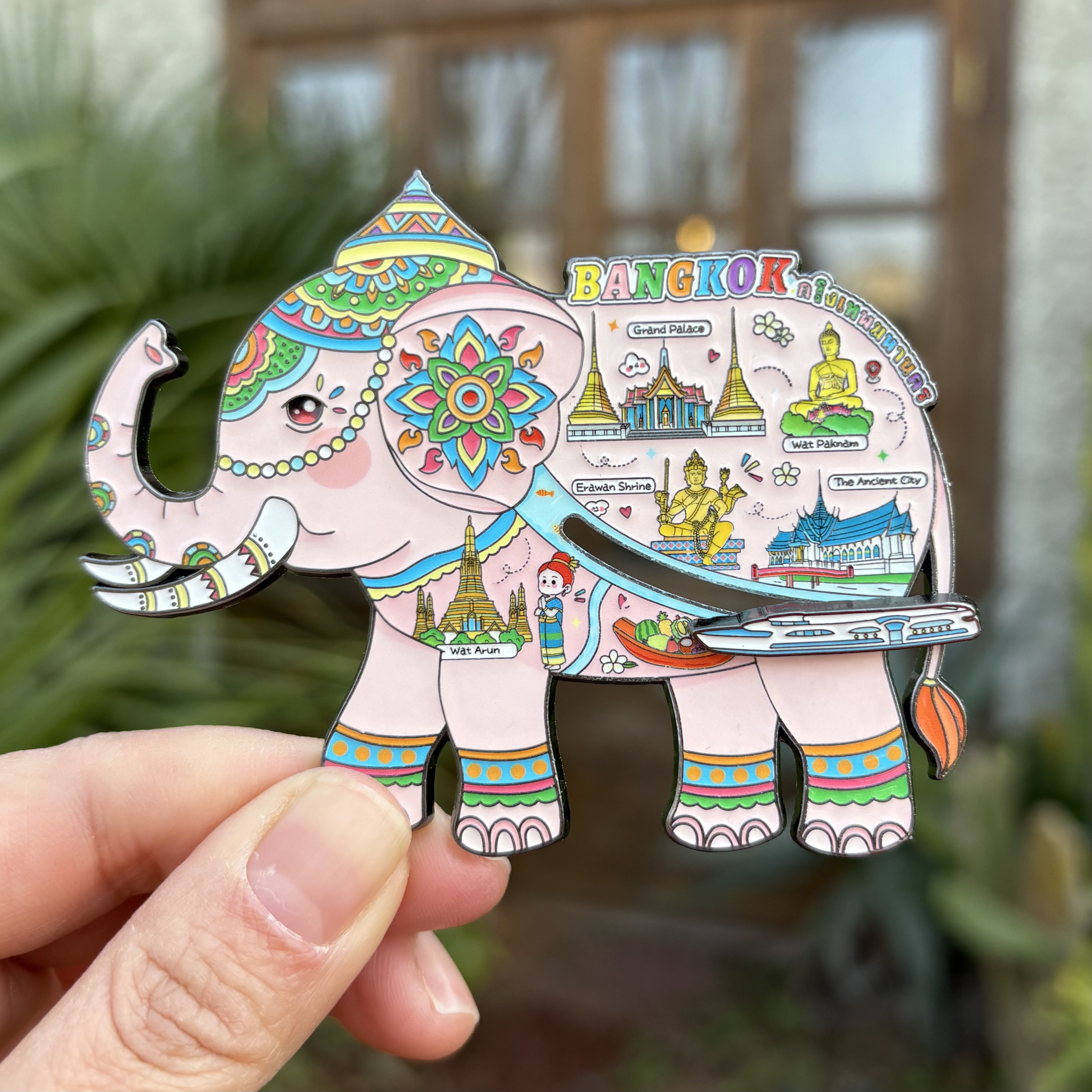 礼盒装 泰国曼谷创意大象金属冰箱贴 轮船可滑动文创伴手礼纪念品