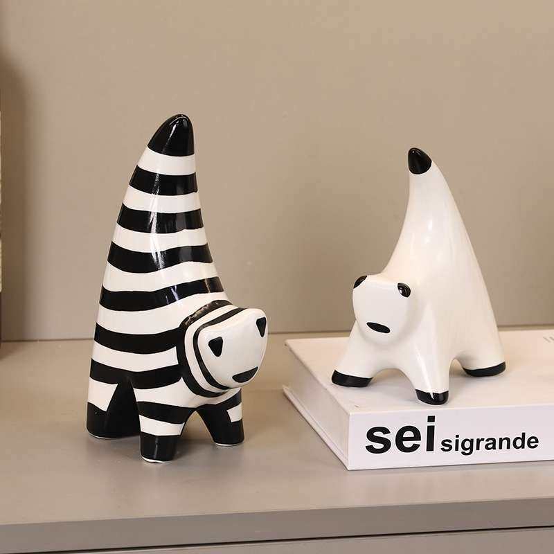 抽象黑白条纹猫陶瓷摆件家居艺术装饰品桌面客厅样板房软装饰摆件,3C数码配件,其它配件,淘宝优惠券,粉丝福利购,淘宝优惠卷