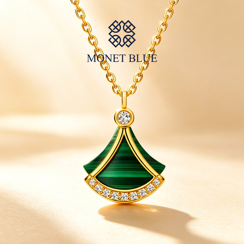MonetBlue新中式扇形孔雀石项链