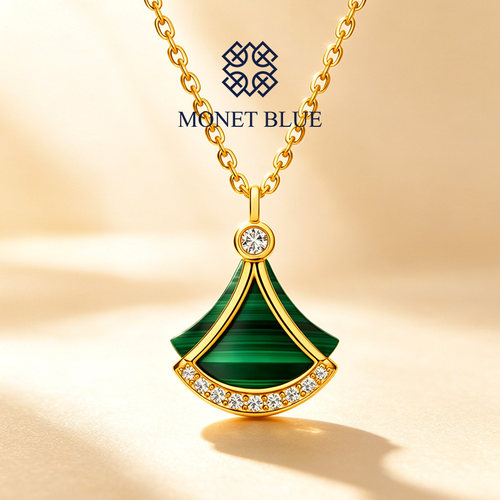 MonetBlue新中式扇形孔雀石项链