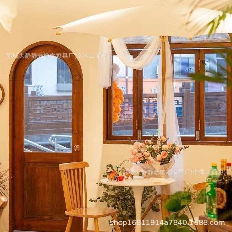 老榆木室内门框甜品店咖啡屋窗户框新中式农村庭院民宿仿古门窗