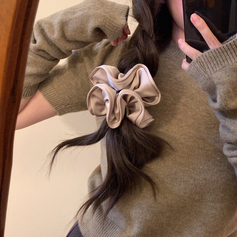 缎面肥肠大肠发圈女高级感韩系2025新款丸子头发绳皮筋头绳头花