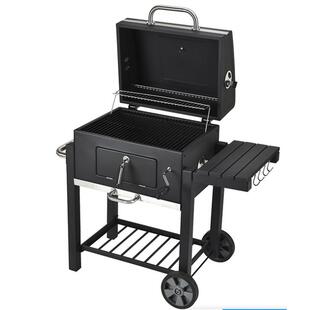 海方户外庭院8人以上大型烧烤炉 木炭烧烤架 加厚带盖大四方炉