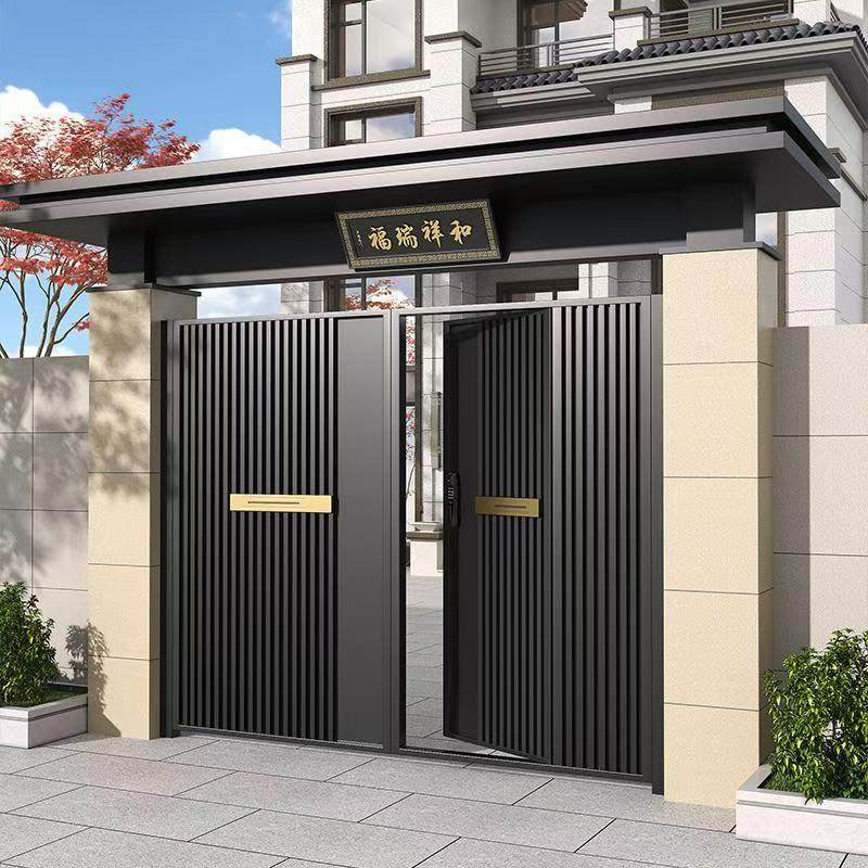 铝艺大门不锈钢别墅庭院门户外围墙农村自建房铁大门电动单双开门