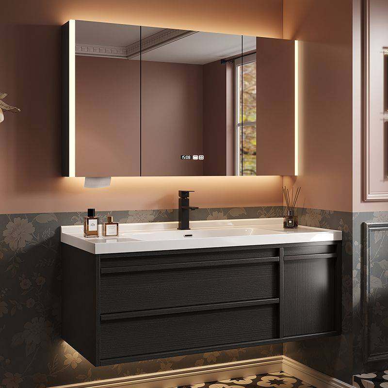 黑色浴室柜洗手盆骨骼线现代简约陶瓷一体盆卫生间洗脸盆组合,家装主材,浴室柜组合,淘宝优惠券,粉丝福利购,淘宝优惠卷