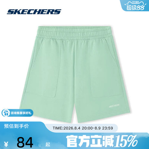 斯凯奇短裤男女夏季休闲运动外穿健身跑步宽松裤子 L225W232-04BJ