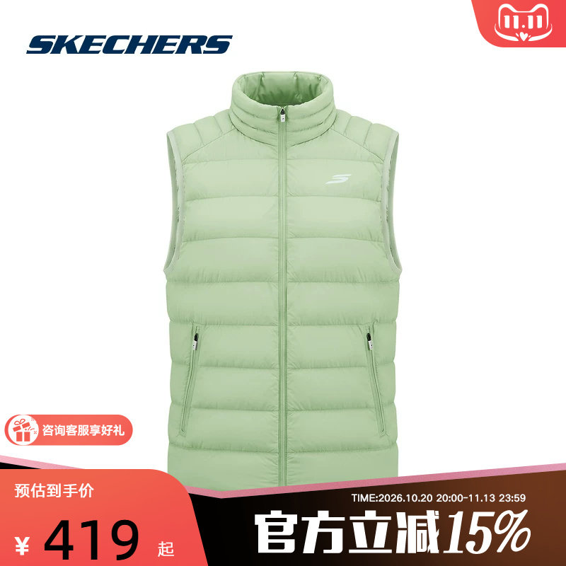 SKECHERS斯凯奇女马甲新款2026冬休闲羽绒背心 P426