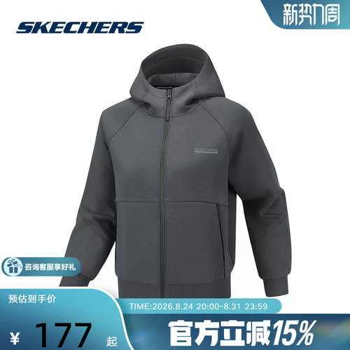 Skechers斯凯奇26春女防风保暖运动连帽梭织外套 P126W004/013P