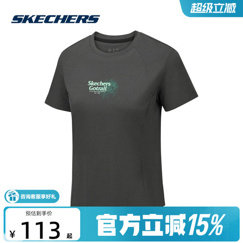 Skechers斯凯奇26夏季女士运动休闲时尚舒适圆领短袖T恤 P326W006
