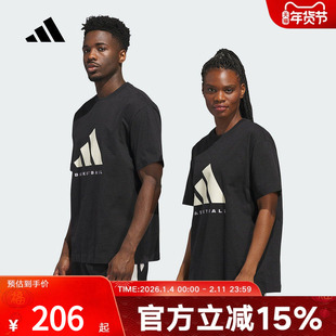 adidas阿迪达斯新款情侣款棉质篮球运动短袖chapter圆领T恤JX5575