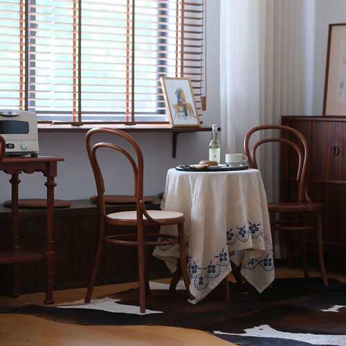 陶野商店|中古vintage实木复古靠背餐椅索奈特ton14藤编咖啡厅椅