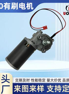 有刷直流减速电机24V35W60转涡轮蜗杆D60直径齿轮螺纹轴马达电机