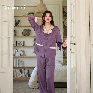 Dormorri躲梦里【汐檀之夜】睡衣套装长袖纽扣翻领优雅家居服