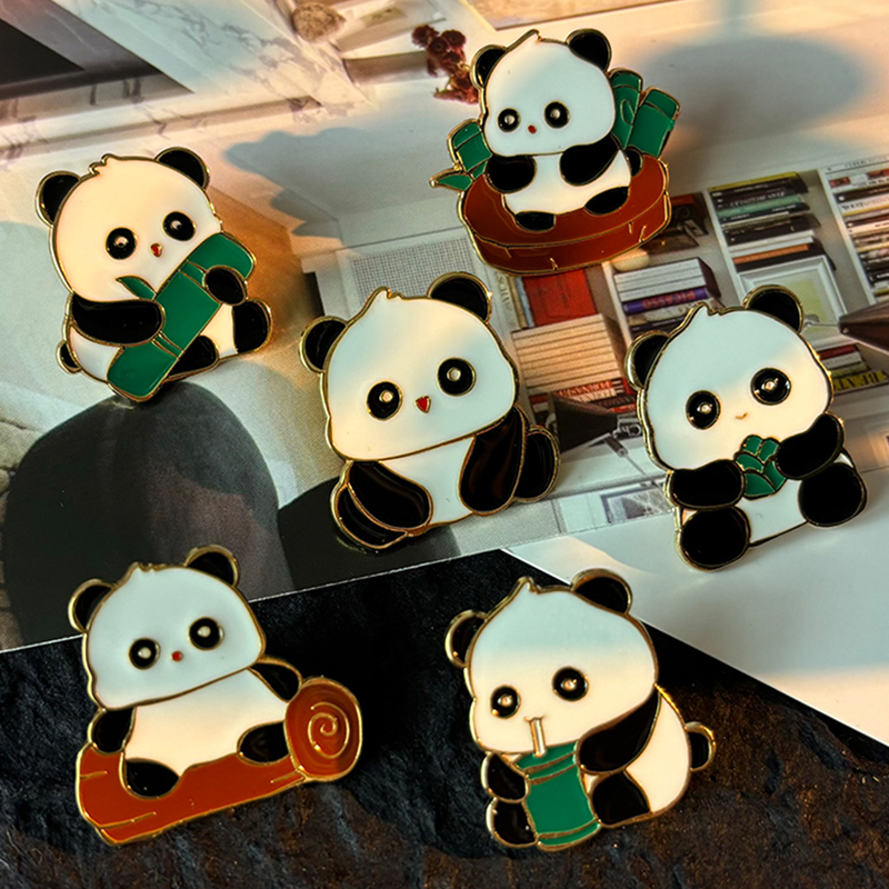 可爱中国风熊猫胸针国粹卡通国宝礼盒徽章纪念品礼物书包挂饰配饰