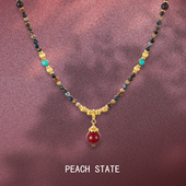 PEACH STATE彼得石玛瑙串珠项链女小众设计高级感吊坠送长辈礼物