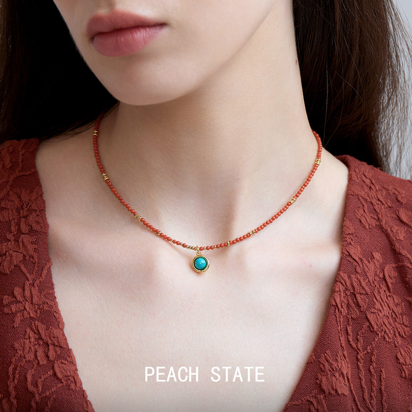 PEACHSTATE绿松石串珠+南红吊坠