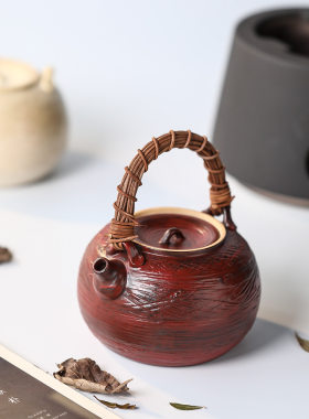 晴先生景德镇纯手工围炉煮茶壶烧水壶提梁紫砂壶古朴可电陶炉明火
