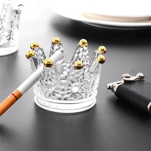 Crown Crystal Ashtray Transparent Glass Cigarette Ash Tray
