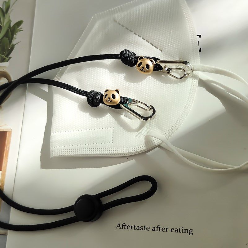 红色熊猫口罩挂绳 本命年 口罩 眼镜防丢挂链 口罩绳 幸运绳 黑色