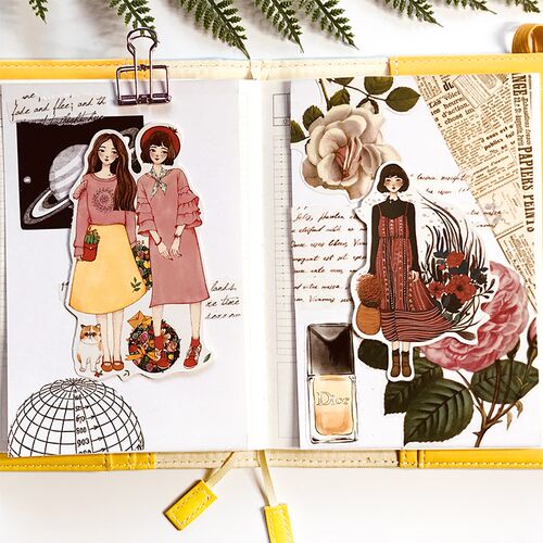 Creative kawaii self-made love girl stickers beautiful stick