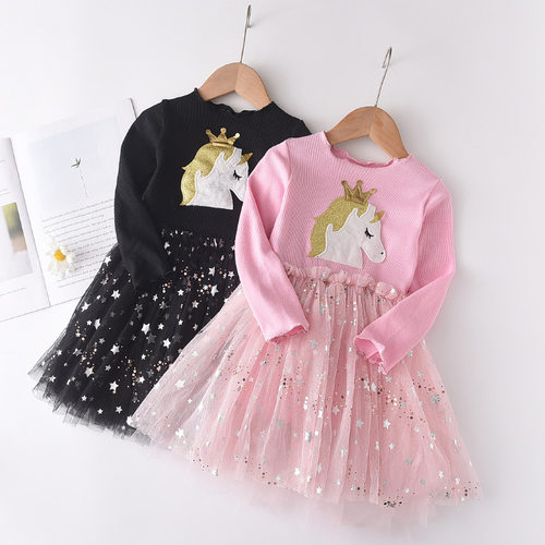 Girls skirt Unicorn star sky dress princess skirt autumn ne