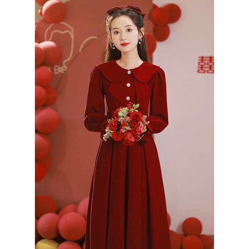 Toast Dress Bride Velvet New Engagement Door Red Dress Dress