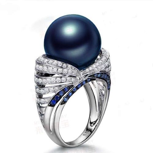 Chen Rui fashion and popular blue pearl zircon ring retro at