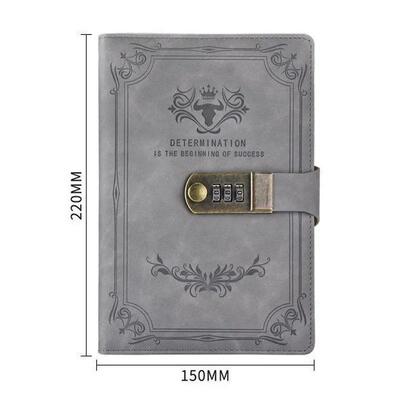 A5 200 Pages Retro Password Book with Lock Diary Thickened C