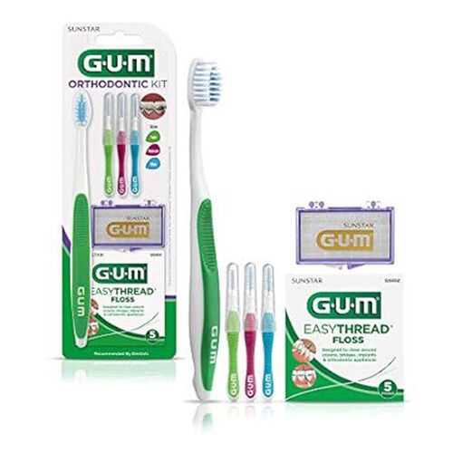 GUM Orthodontic Kit  Features Orthodontic Toothbrush, 3