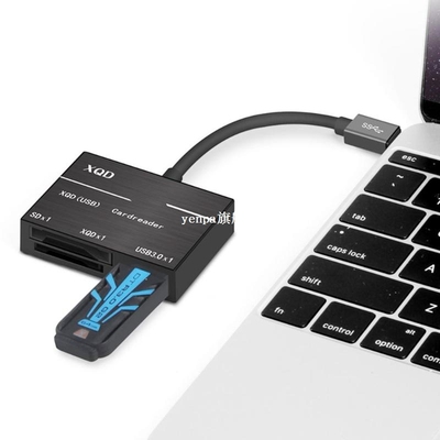 4 Ports USB3.0 HUB Memory Card Reader Adapter Type C to XQD