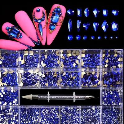 2500pcs Glass Crystal Diamond Nail Art Rhinestones 21 Grid B