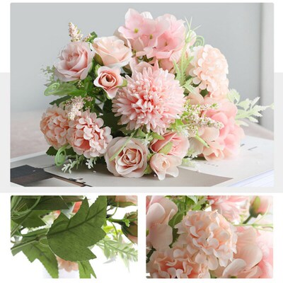 1Pcs Pink Silk Artificial Flowers Wedding Home DIY Decor Hig