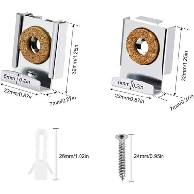 For 4pcs Chrome Mirror Wall Hanging Fixing Kit Frameless Cli