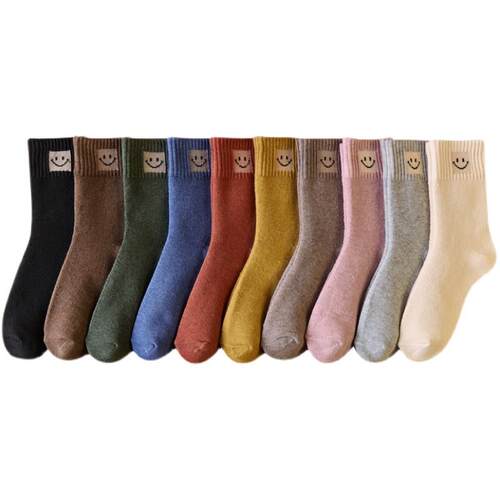 5 Pairs Women Winter Socks Cotton Breathable Warm Socks 女袜