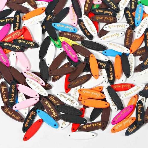 Handmade Label 50pcs Multicolor Sewing Wood Tags Buttons Ga