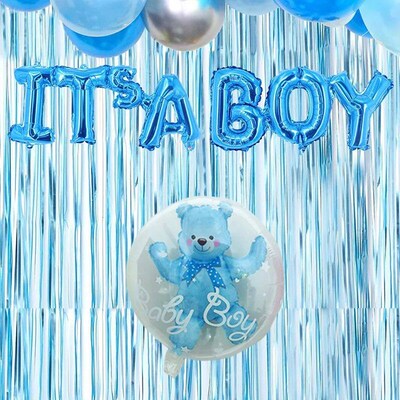 Baby Shower Decoration Its a Boy or Girl Backdrop Rain Curta