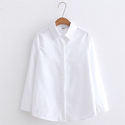 2018 New Casual Woman Office Blouse Long Sleeve White Shirt