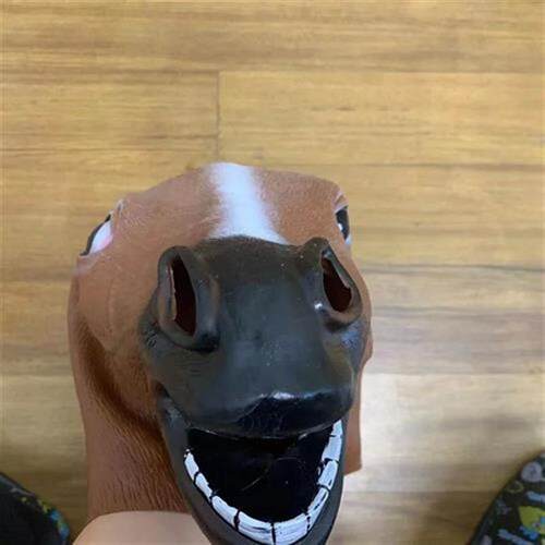 Men Brown Horse Masks Girl Funny Horse Head Mask Latex Anim
