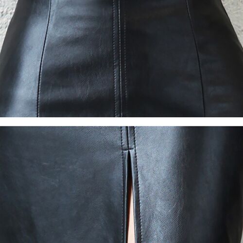 Aachoae Black PU Leather Skirt Women 2022 New Midi Sexy High