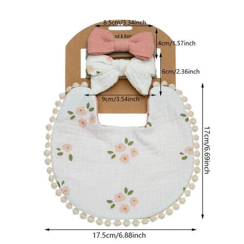 2Pcs/Set Baby Pacifier Clip Chain Baby Cotton Linen Bib Set